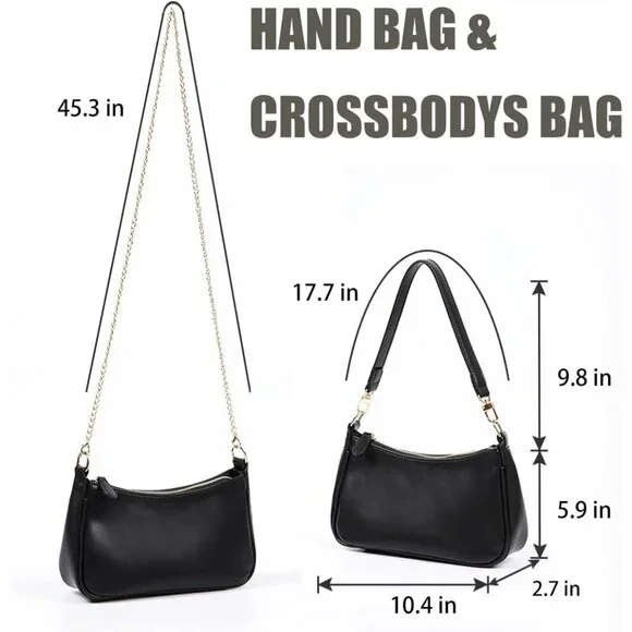 Clutch Tote Handbag PU Leather Removable Straps Crossbody Shoulder Purse Women - Picture 3 of 7